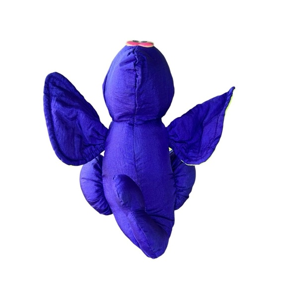 Vintage Fisher-Price Puffalump Dino Roar Plush Nylon Squeaky Toy Neon Bright GUC - Picture 5 of 14